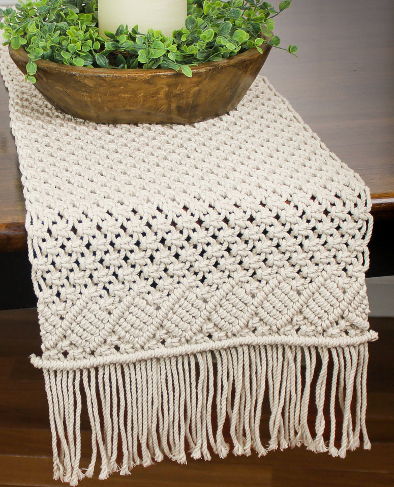 Macrame Natural Table Runner   - Interiors by Elizabeth