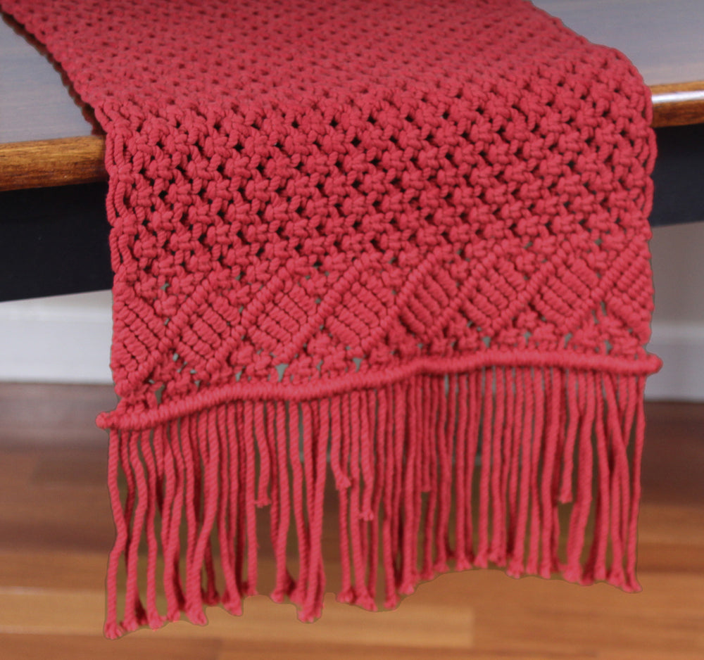 Macrame Red Table Runner   - Interiors by Elizabeth