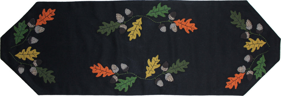 Leaves & Acorns Black Table Runner   - Interiors by Elizabeth