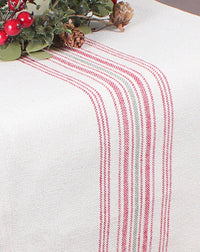 Thumbnail for Holiday Grain Sack Cream & Red Table Runner 45 In T4064019