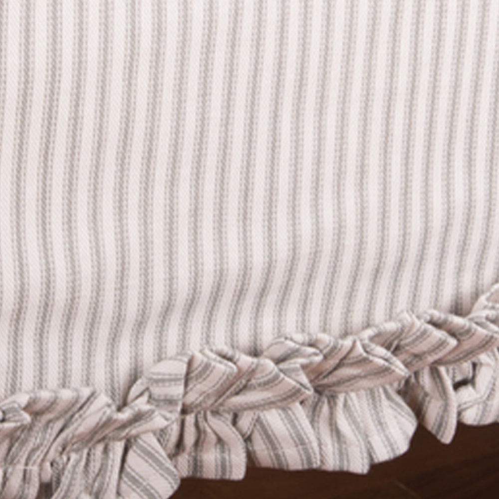 Grey Ticking Ruffle Table Runner