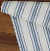 Thumbnail for Grain Sack Stripe Cream - Colonial Blue Table Runner 72 In