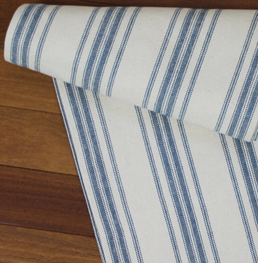 Grain Sack Stripe Cream - Colonial Blue Table Runner 72 In T7165014