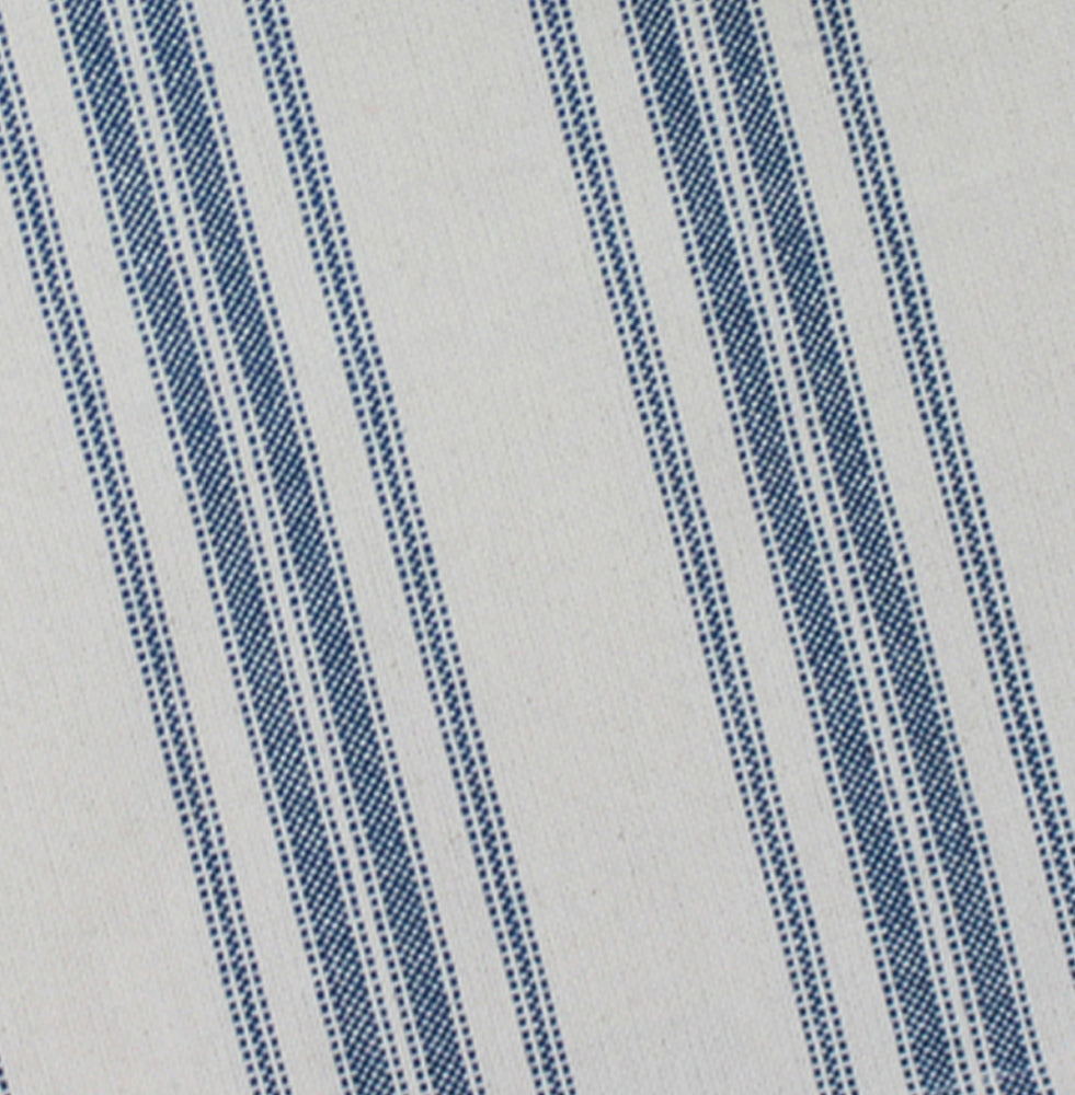 Grain Sack Stripe Cream - Colonial Blue Table Runner 72 In