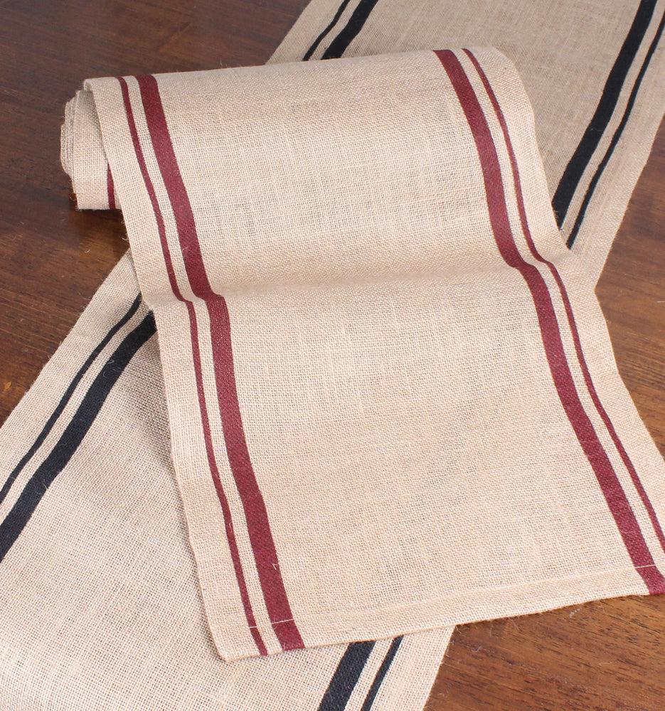 Burlap Stripe Black Black Table Runner   - Interiors by Elizabeth