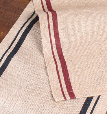 Burlap Stripe Barn Red Table Runner 72 In T7190017
