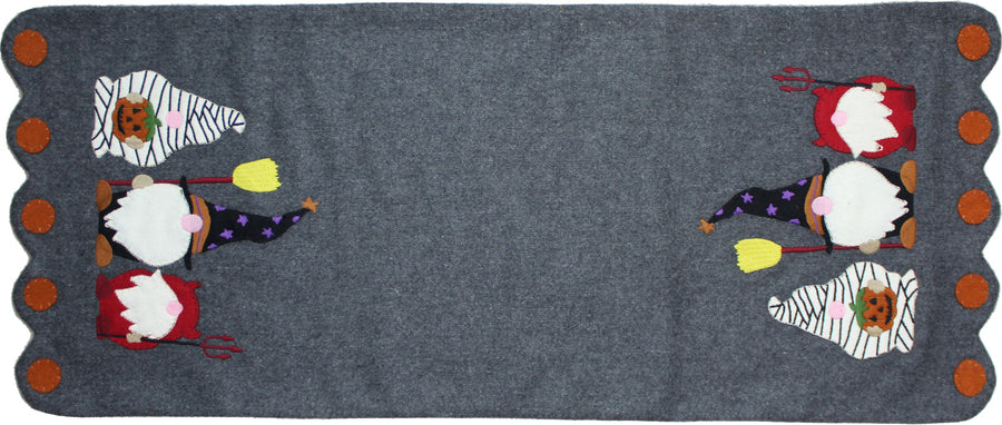 Halloween Gnomes Gray Table Runner  - Interiors by Elizabeth