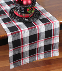 Thumbnail for Winter Plaid Black, Red, Cream Table Runner  - Interiors by Elizabeth