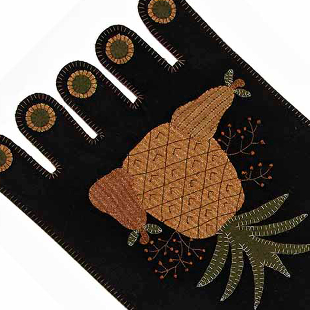 Black Folk Art Pineapple Table Runner