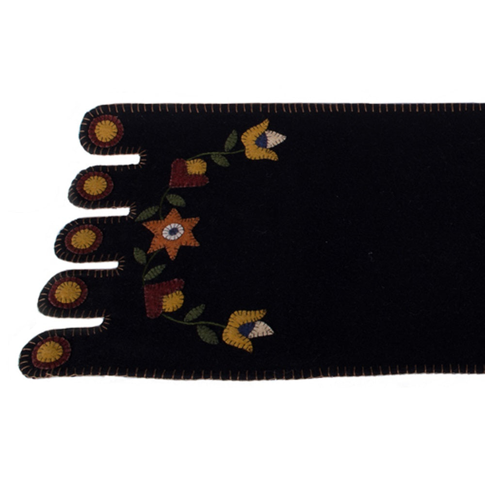 Black Flowering Vine Table Runner