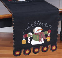 Thumbnail for Snowman Believe Black Table Runner  - Interiors by Elizabeth