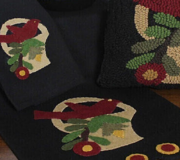 Bird in Basket Black Table Runner TRGP1012