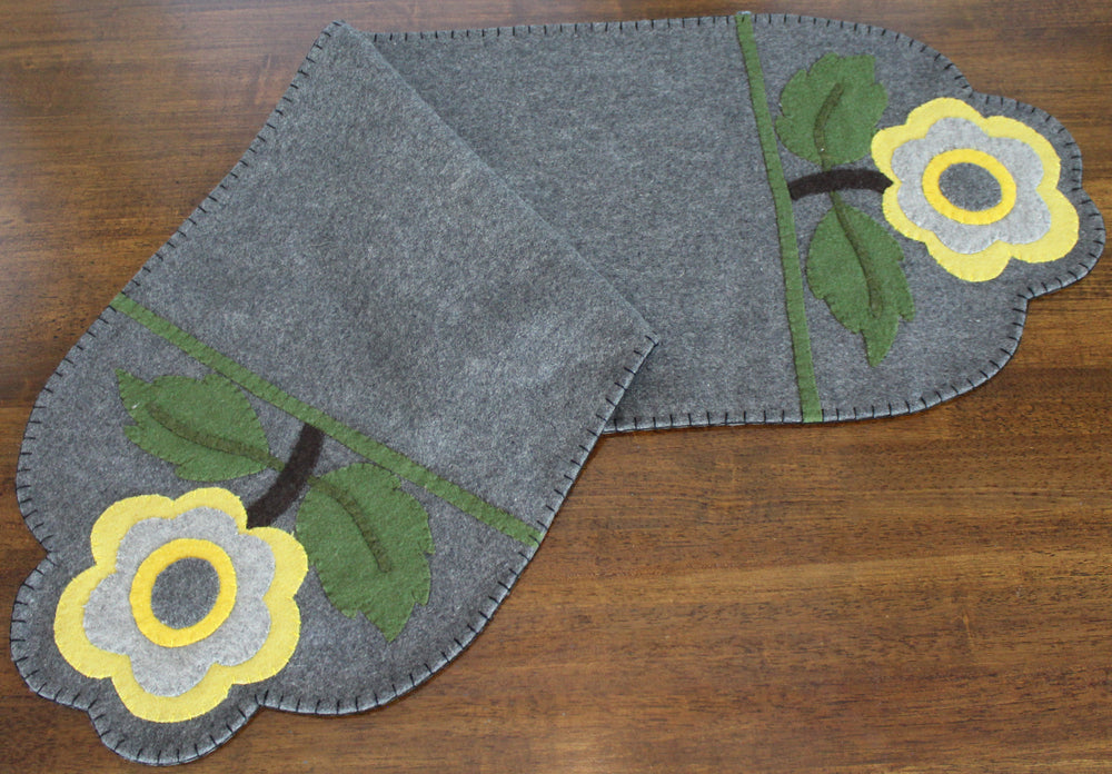 Yellow Flower Gray Table Runner   - Interiors by Elizabeth