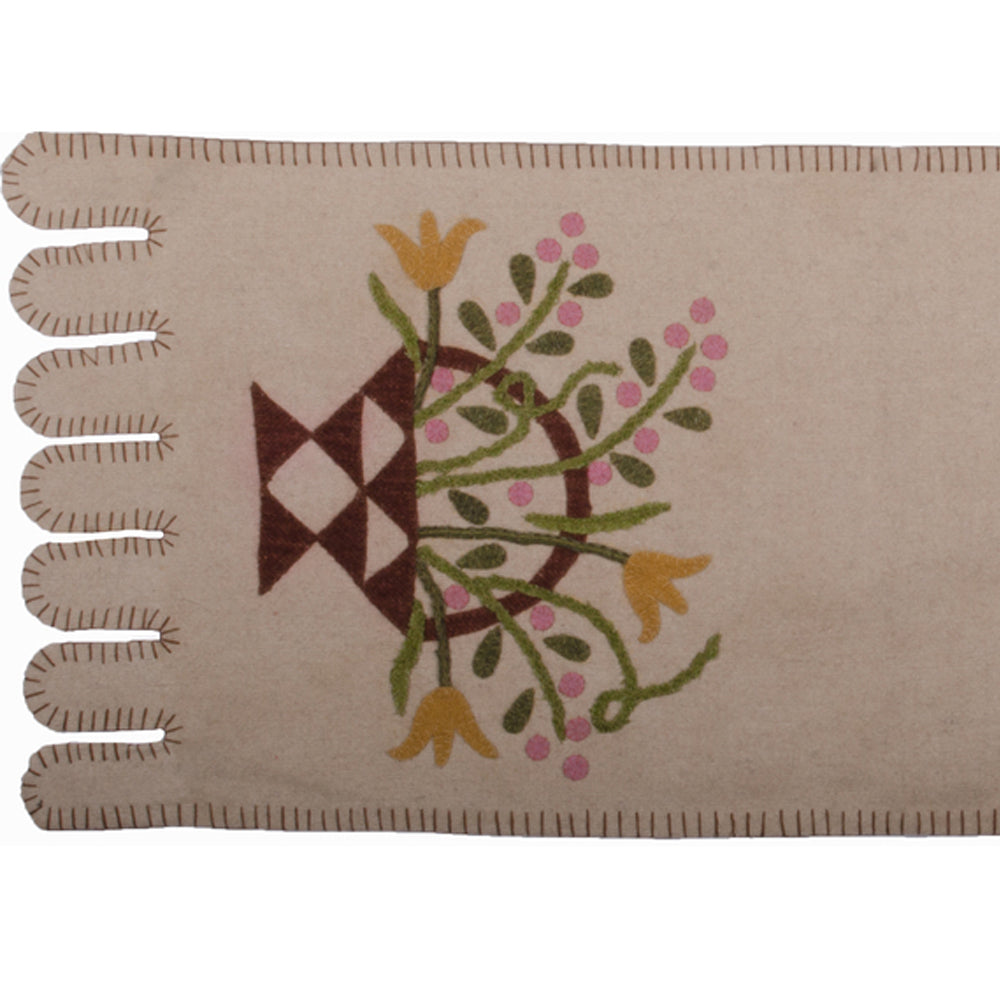Flower Basket Table Runner Cream TRJM0031