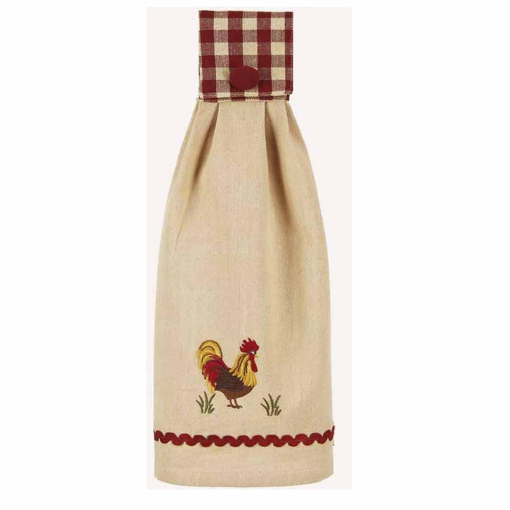 Barn Red-Nutmeg Rooster Tab Towel - Set of Two - Interiors by Elizabeth