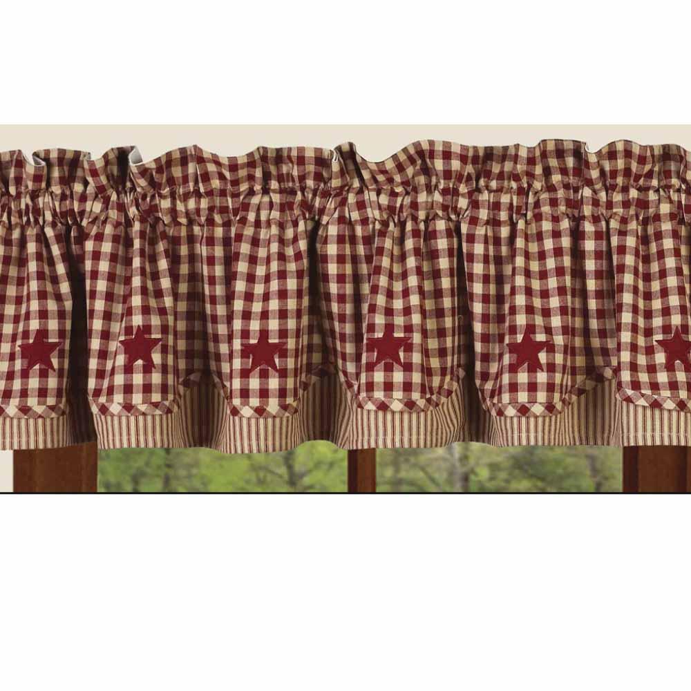 Barn Red-Nutmeg Heritage House Check w/ Barn Red Fairfield Valance - Lined - Interiors by Elizabeth