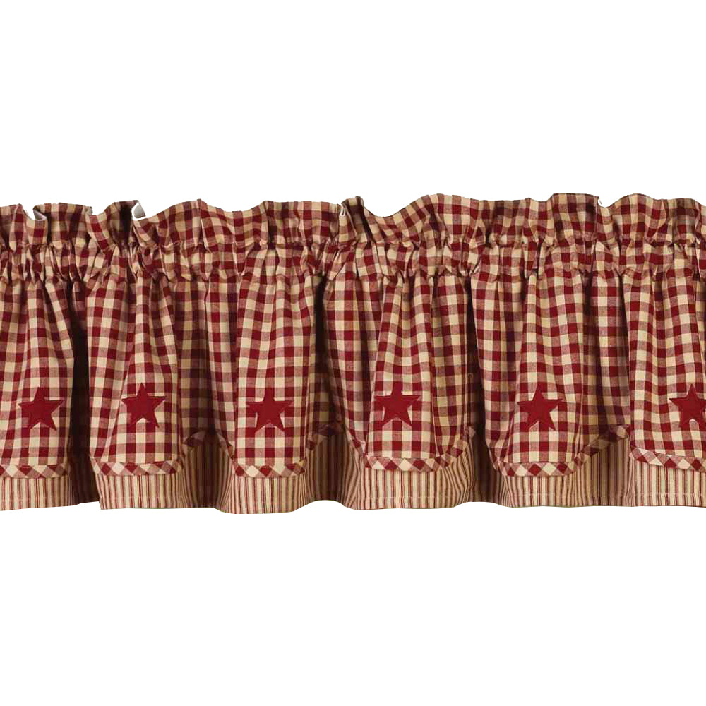 Barn Red Nutmeg Heritage House Check W/ Barn Red Fairfield Valance Lined