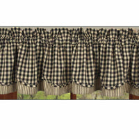 Thumbnail for Black-Nutmeg Heritage House Check Black Fairfield Valance - Lined - Interiors by Elizabeth