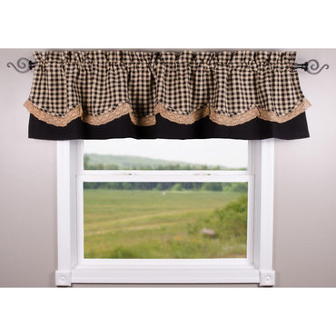 Heritage House Black-Nutmeg Lace Fairfield Valance - Lined - Interiors by Elizabeth
