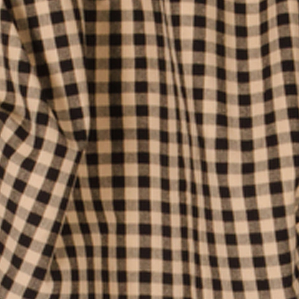 Heritage House Check Gathered Valance Black Nutmeg Lined VG100011