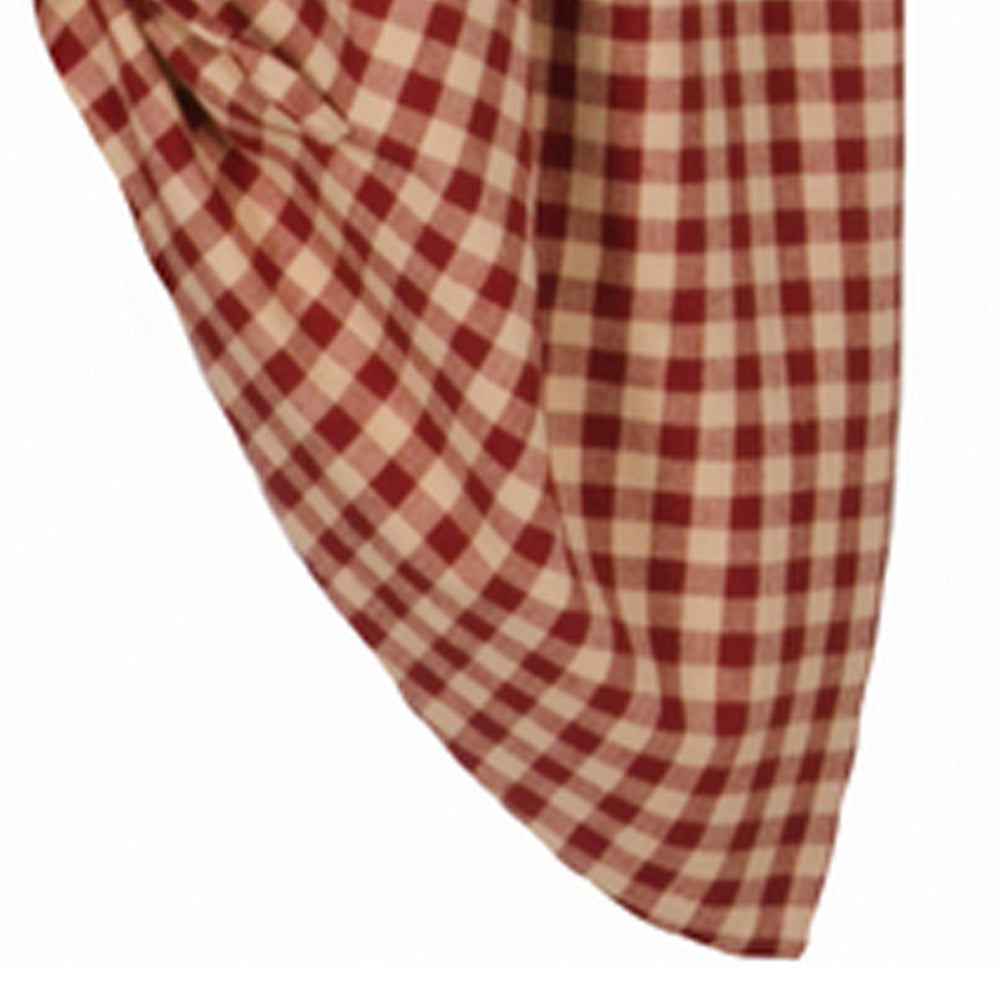 Heritage House Check Gathered Valance Barn Red Nutmeg Lined