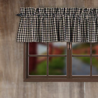 Thumbnail for Black-Nutmeg Heritage House Check Black Valance - Lined - Interiors by Elizabeth