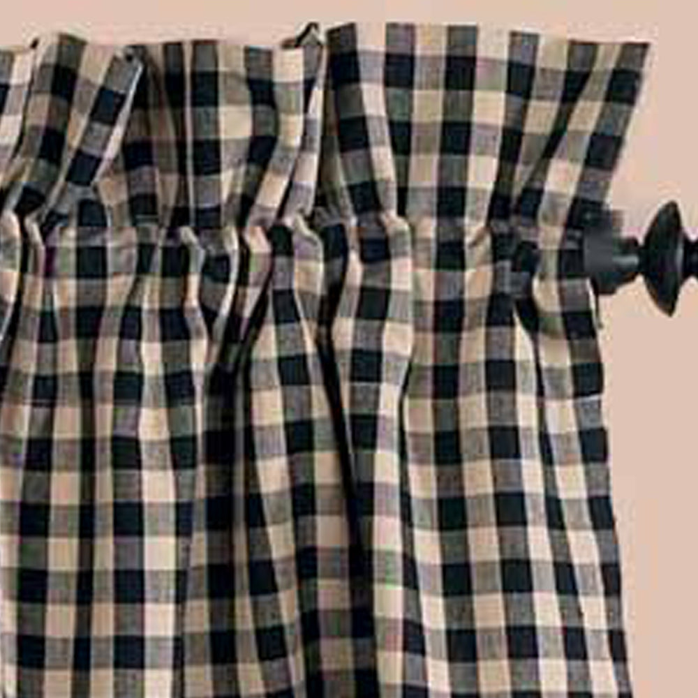 Black Nutmeg Heritage House Check Black Valance Lined