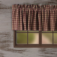 Thumbnail for Barn Red-Nutmeg Heritage House Check Barn Red Valance - Lined - Interiors by Elizabeth