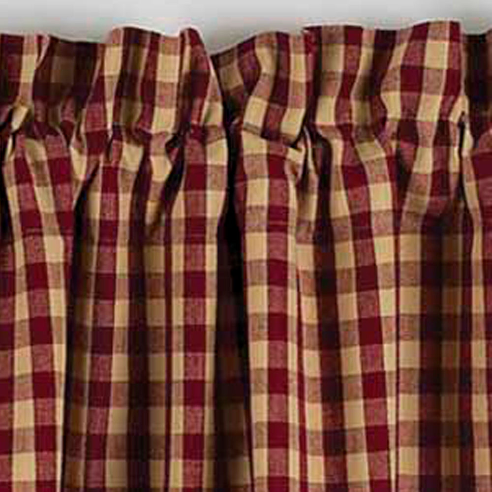 Barn Red Nutmeg Heritage House Check Barn Red Valance Lined VL100017