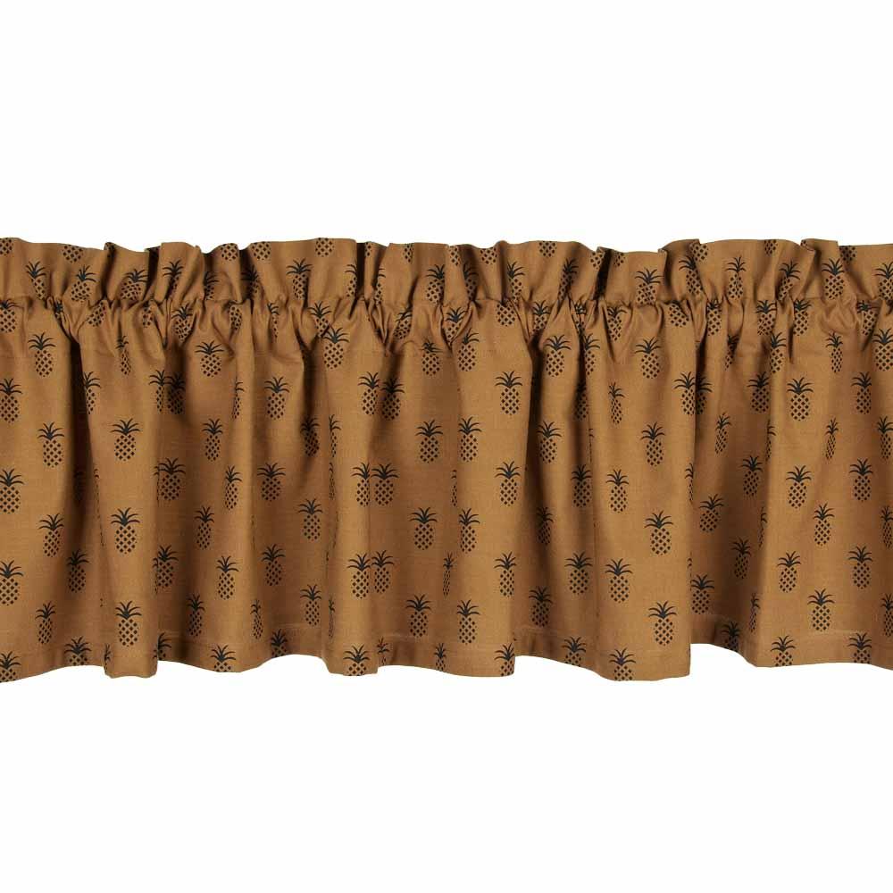 Mocha - Black Pineapple Town Valance - Lined - Interiors by Elizabeth