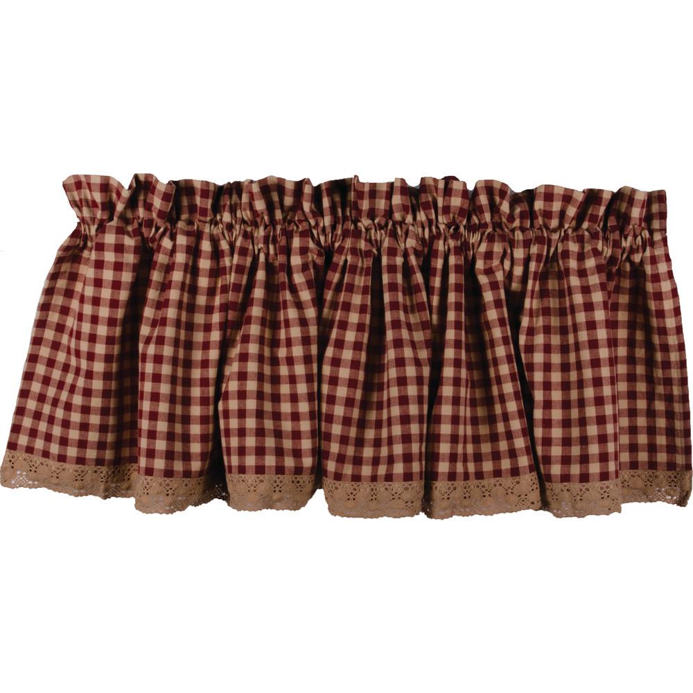 Barn Red-Nutmeg Heritage House Lace Valance - Lined - Interiors by Elizabeth