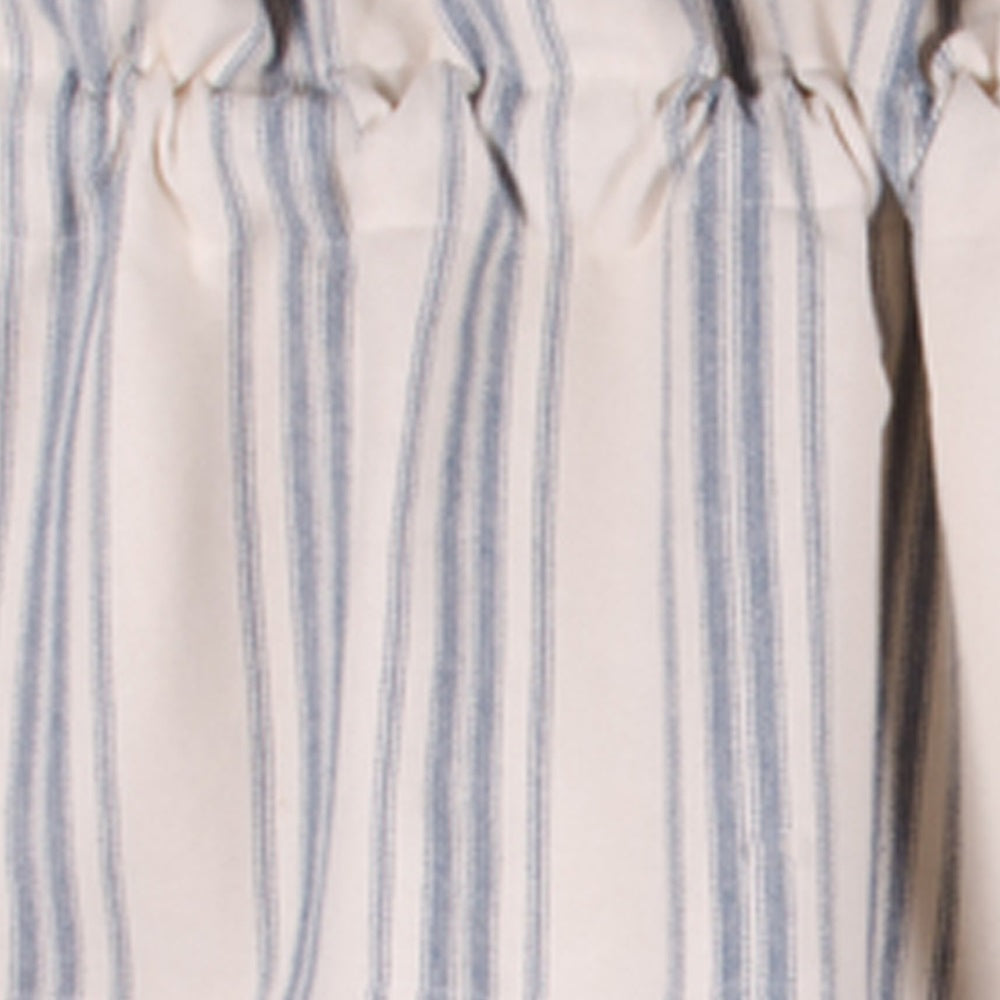 Colonial Blue Cream Grain Sack Stripe Valance Lined