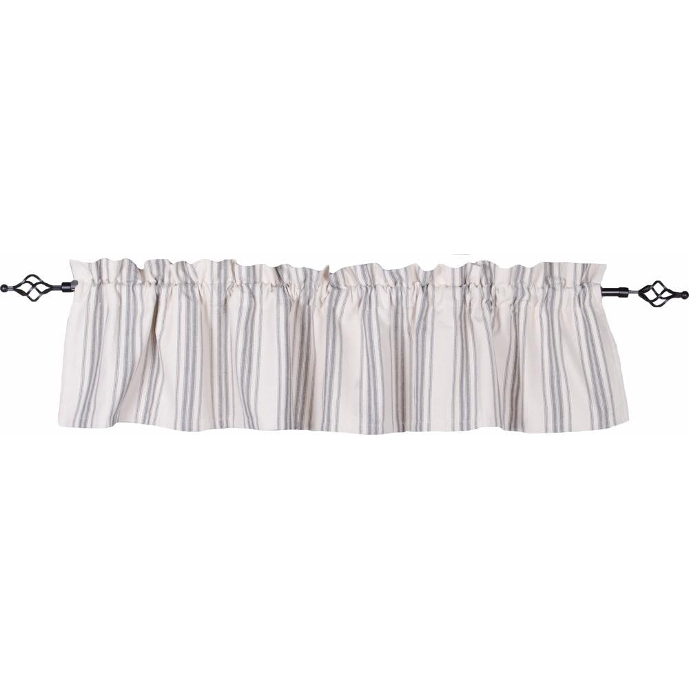 Grain Sack Stripe Cream - Pewter Valance - Lined - Interiors by Elizabeth