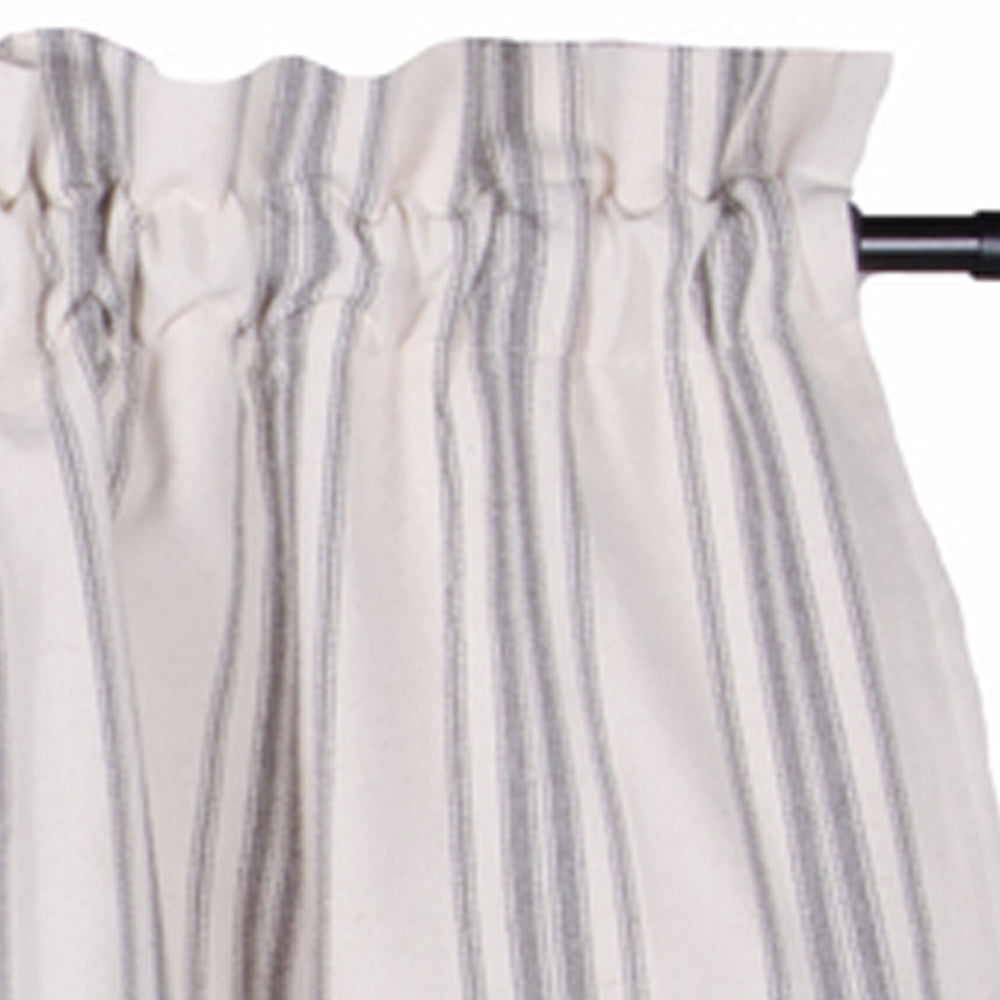 Grain Sack Stripe Cream Pewter Valance Lined