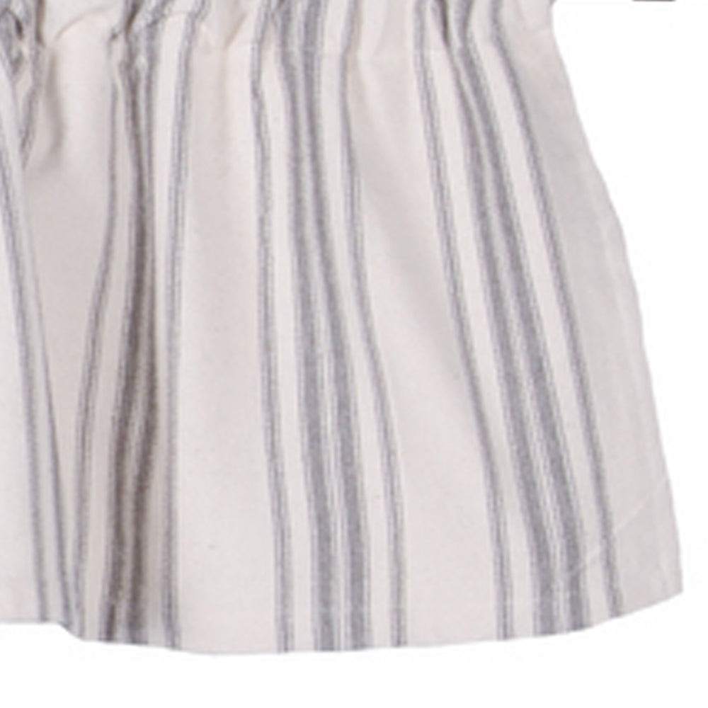 Grain Sack Stripe Cream Pewter Valance Lined