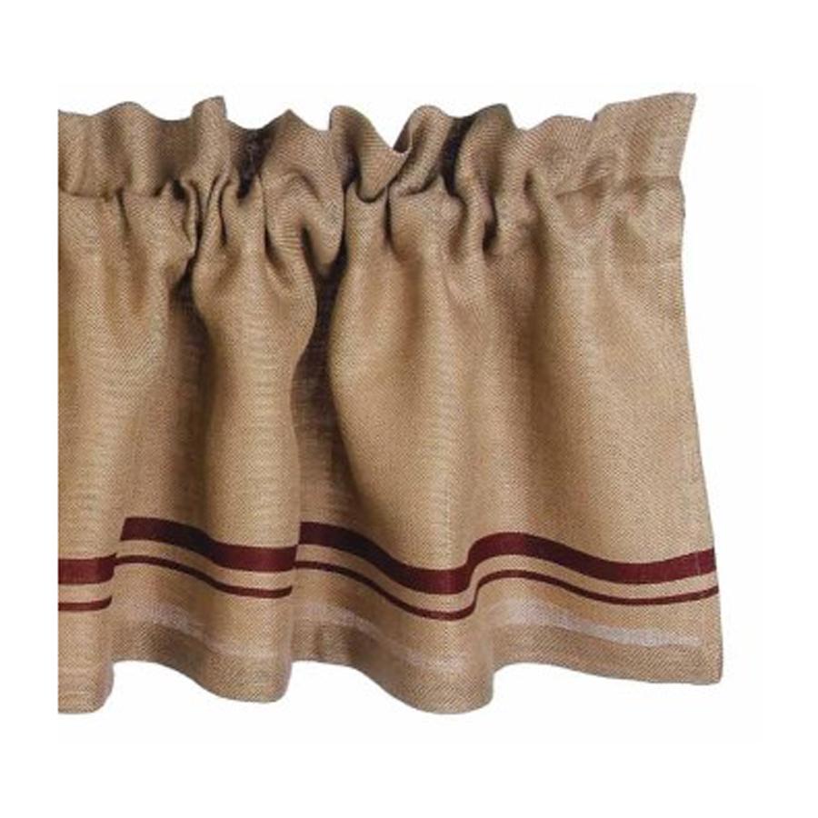 Barn Red - Wheat Burlap Stripe Valance - Lined - Interiors by Elizabeth