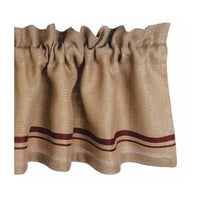 Thumbnail for Barn Red - Wheat Burlap Stripe Valance - Lined - Interiors by Elizabeth