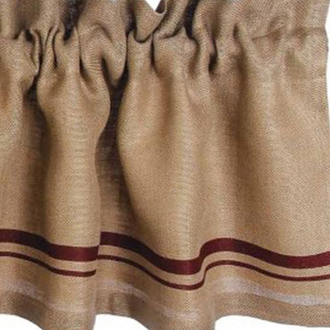 Barn Red Wheat Burlap Stripe Valance Lined VL190017