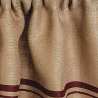 Thumbnail for Barn Red Wheat Burlap Stripe Valance Lined