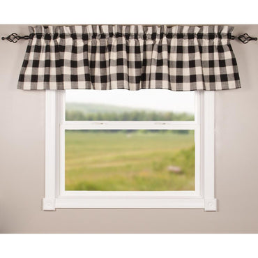 Black-Buttermilk Buffalo Check Valance - Lined - Interiors by Elizabeth