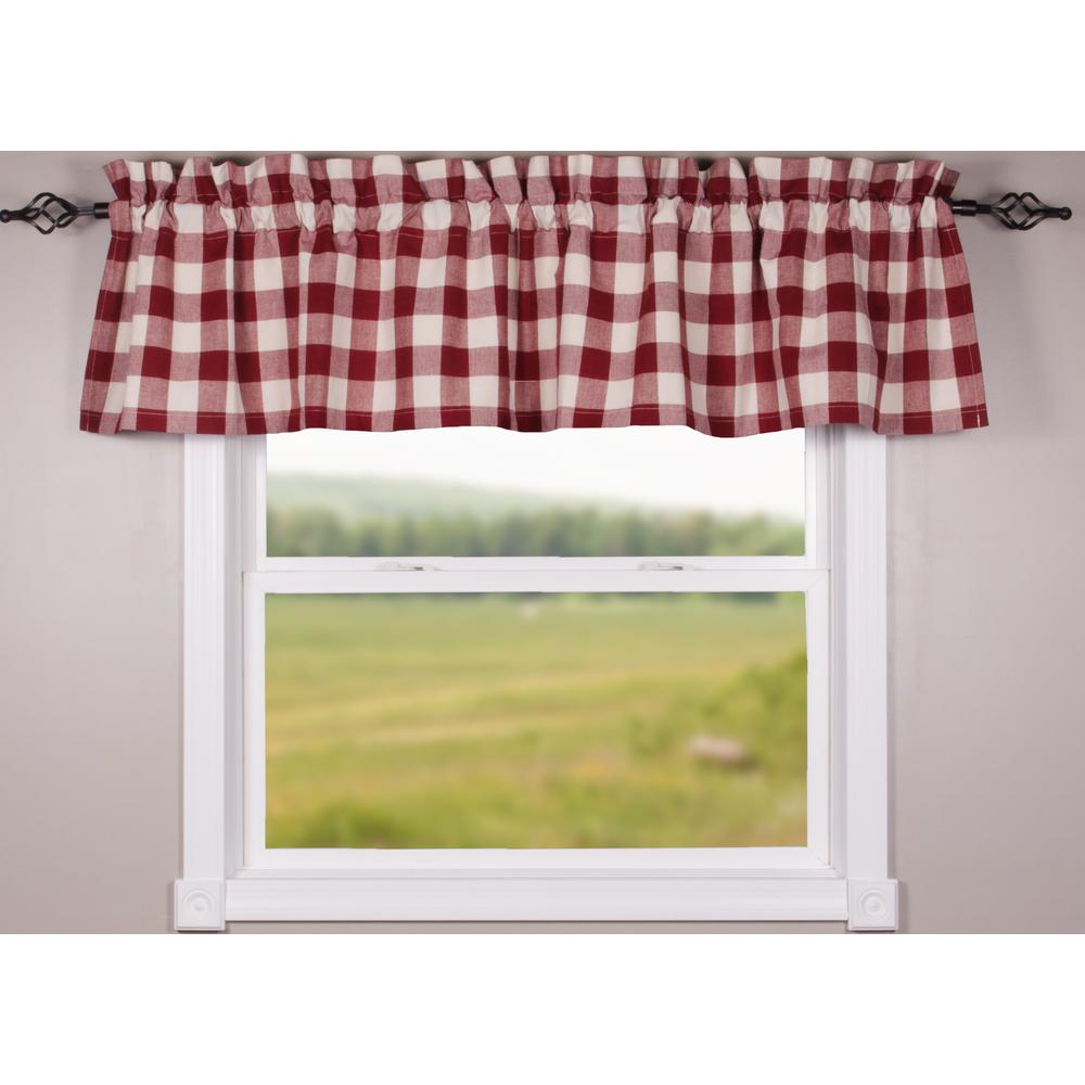 Barn Red-Buttermilk Buffalo Check Valance - Lined - Interiors by Elizabeth
