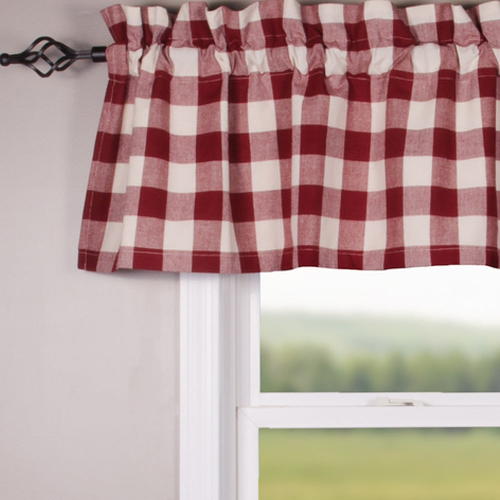 Barn Red Buttermilk Buffalo Check Valance Lined