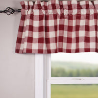 Thumbnail for Barn Red Buttermilk Buffalo Check Valance Lined