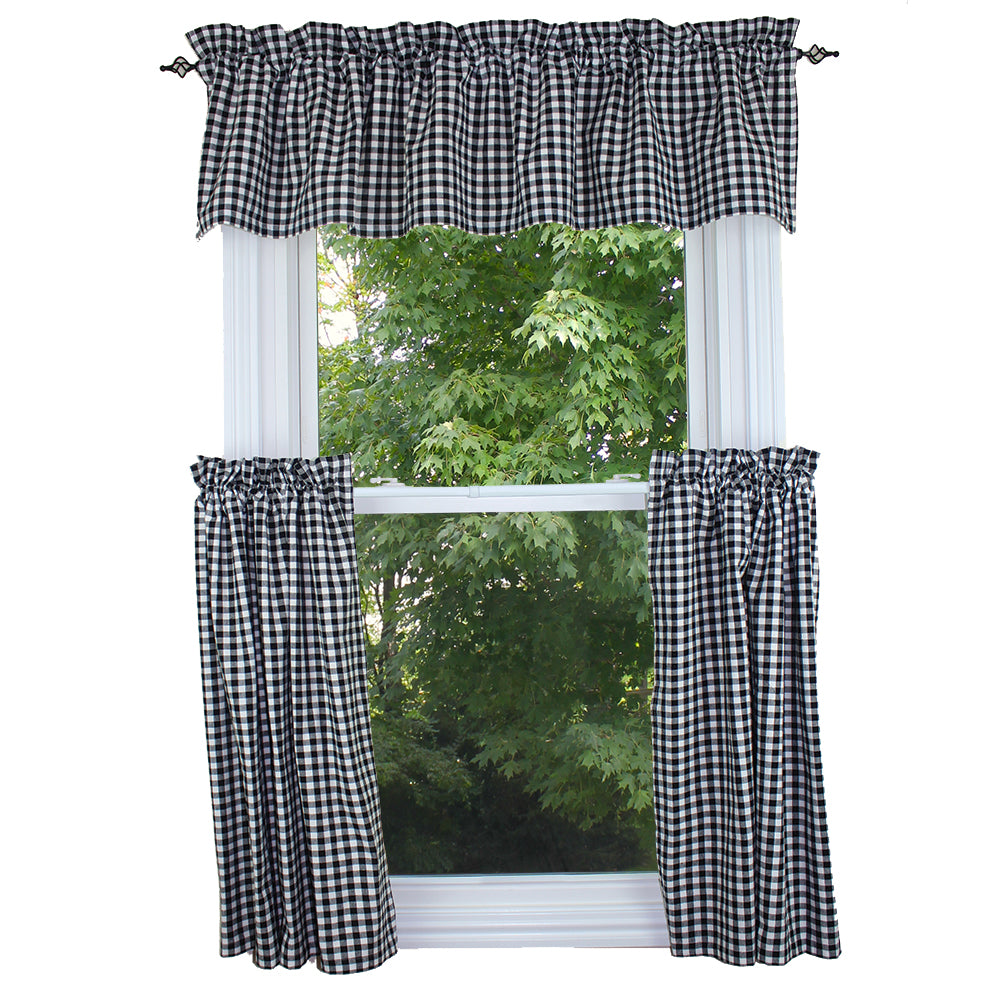 Heritage House Check Black & Cream Valance - Interiors by Elizabeth