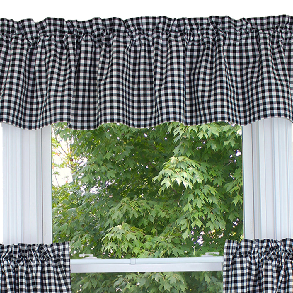 Heritage House Check - Black & Cream Valance