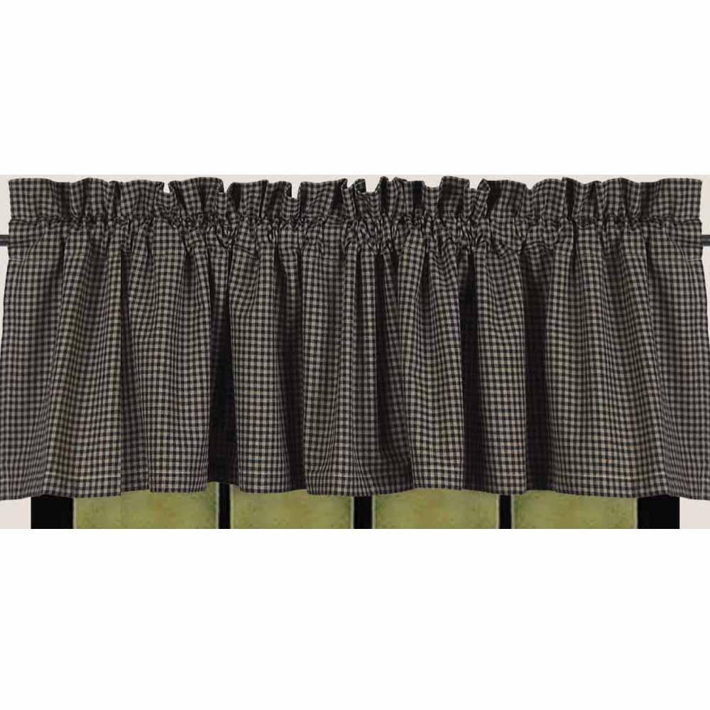 Black - Oat Newbury Gingham Valance - Lined - Interiors by Elizabeth