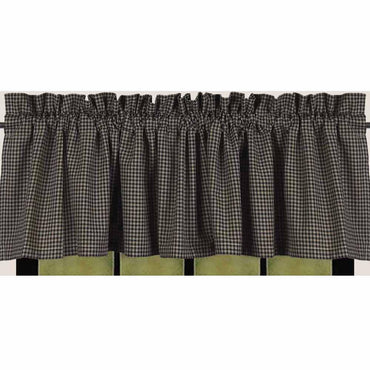 Black - Oat Newbury Gingham Valance - Lined - Interiors by Elizabeth