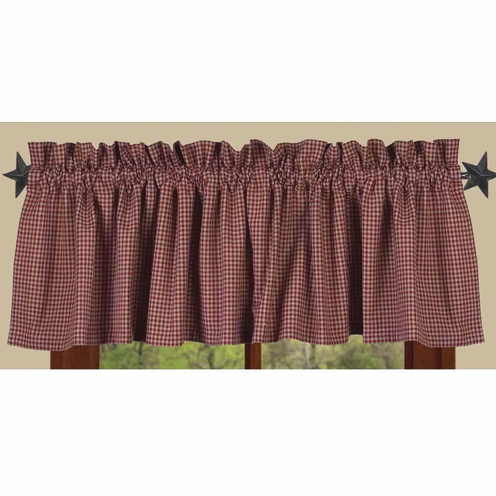 Barn Red-Oat Newbury Gingham Valance - Lined - Interiors by Elizabeth