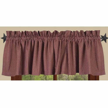 Barn Red-Oat Newbury Gingham Valance - Lined - Interiors by Elizabeth