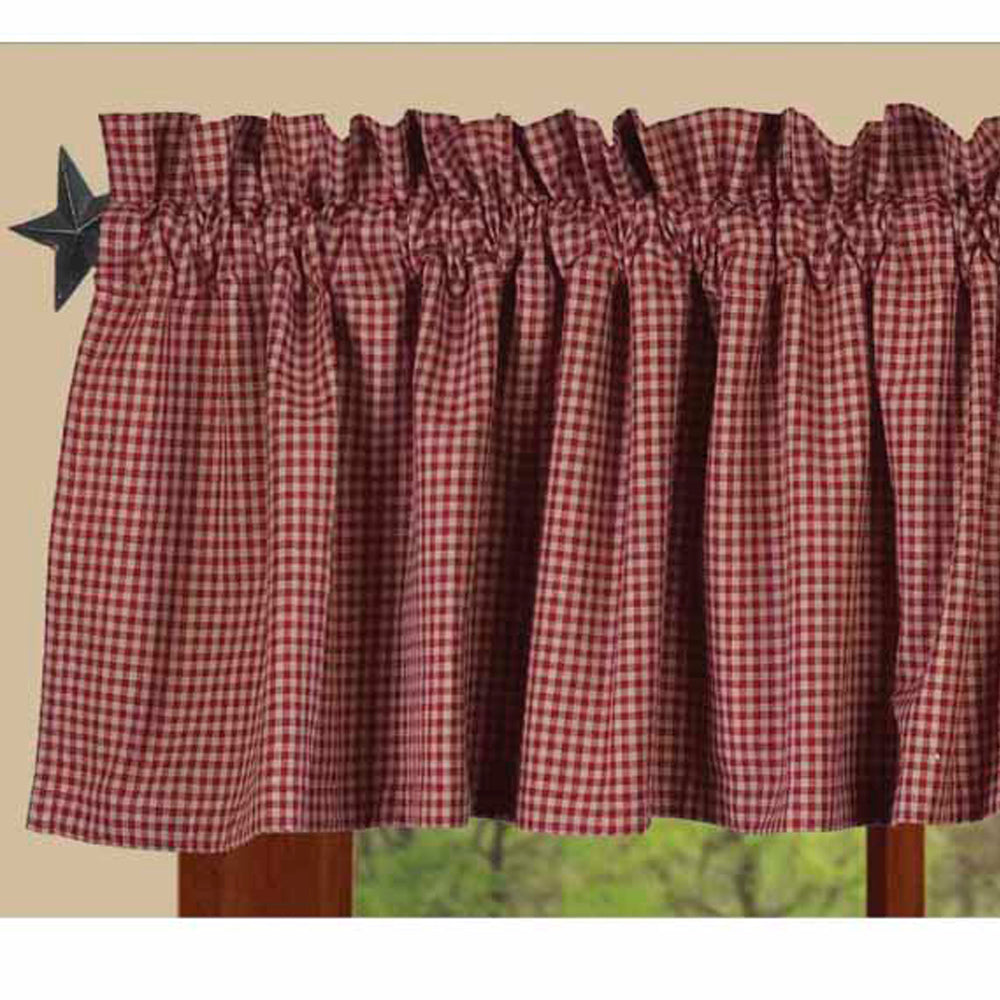 Barn Red Oat Newbury Gingham Valance Lined VL670017